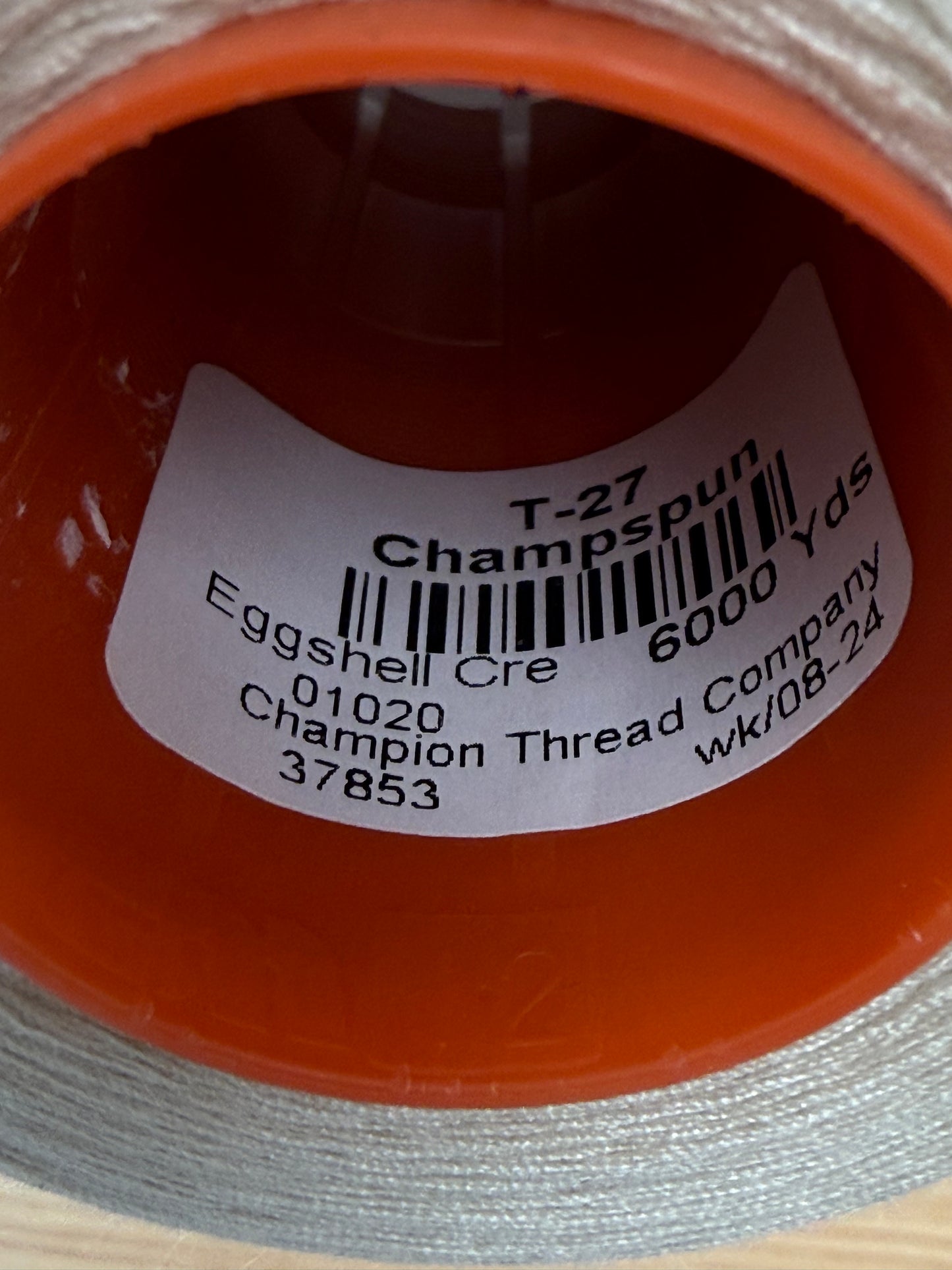 THREAD T-27 POLYESTER EGGLSHELL CRE 1020 CHAMPSPUN 6000 Yds