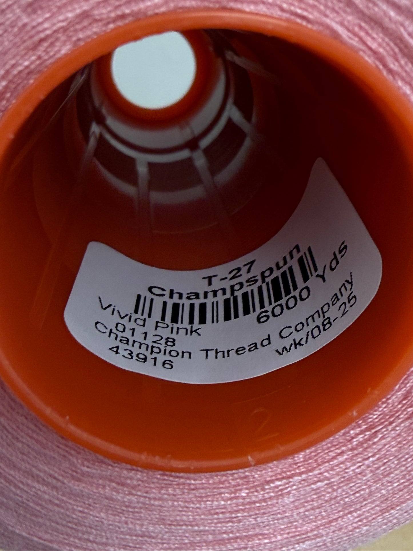 THREAD T-27 VIVID PINK-1128 POLYESTER CHAMPSPUN 6000 Yds