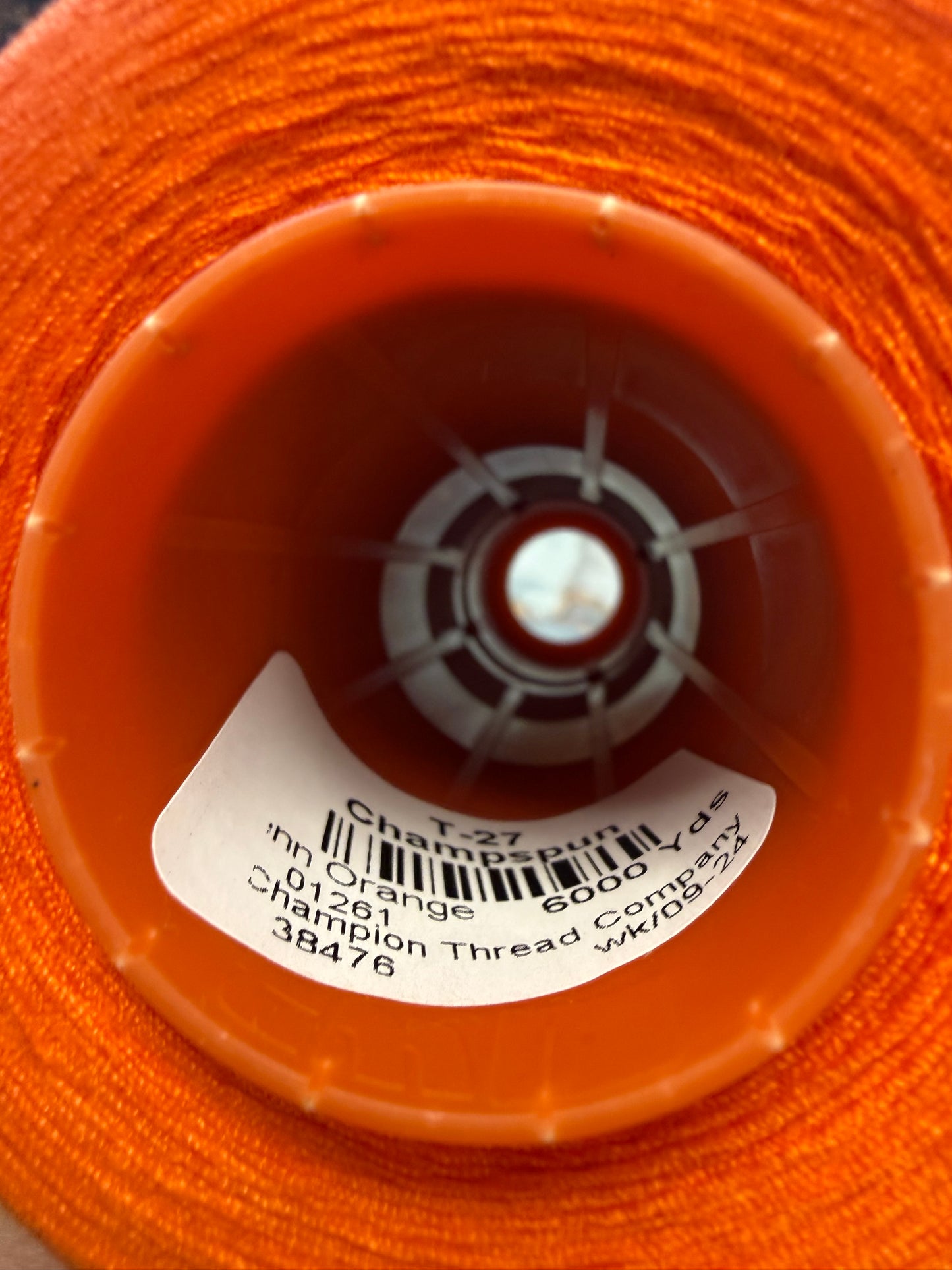 THREAD T-27 M ORANGE-1261 POLYESTER CHAMPSPUN 6000 Yds