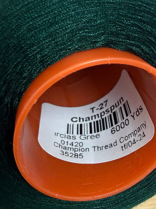 THREAD T-27 GARCIAS GREE-1420 POLYESTER CHAMPSPUN 6000 Yds