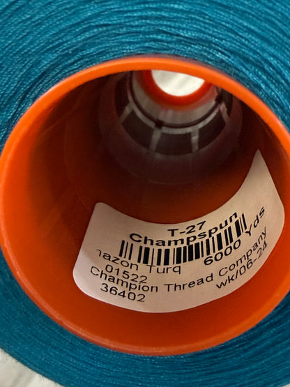 THREAD T-27 AZOM TURQ-1522 POLYESTER CHAMPSPUN 6000 Yds