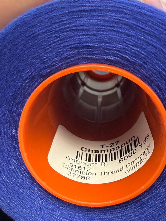 THREAD T-27 PERMANENT BL-1612 POLYESTER CHAMPSPUN 6000 Yds