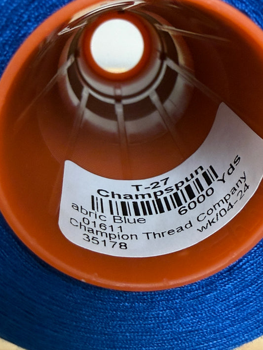 THREAD T-27 FABRIC BLUE-1611 POLYESTER CHAMPSPUN 6000 Yds