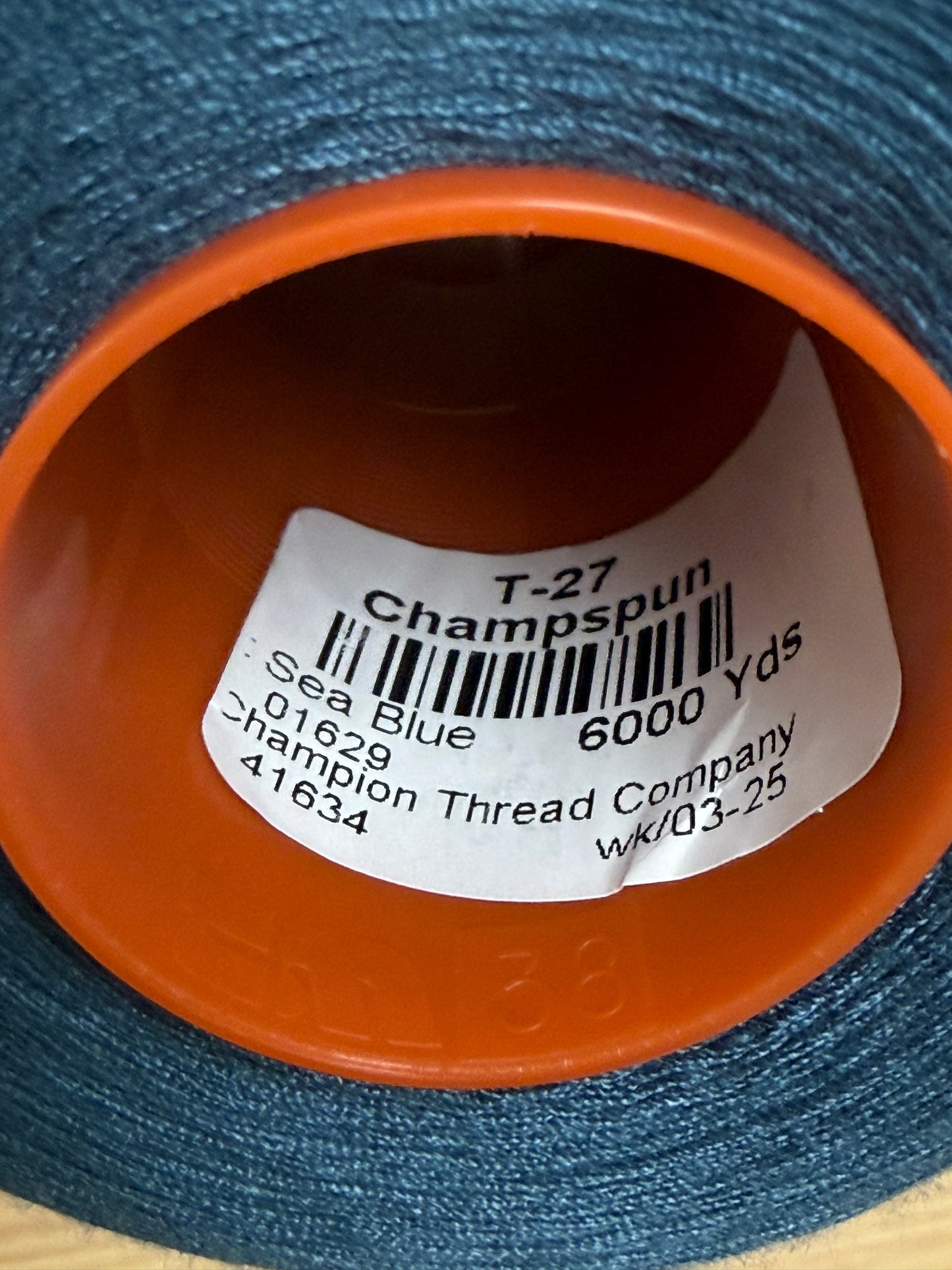 THREAD T-27 SEA BLUE-1629 POLYESTER CHAMPSPUN 6000 Yds