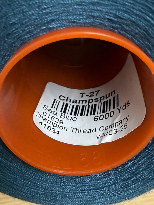 THREAD T-27 SEA BLUE-1629 POLYESTER CHAMPSPUN 6000 Yds