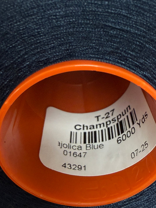 THREAD T-27 MAJOLICA BLUE-1647 POLYESTER CHAMPSPUN 6000 Yds