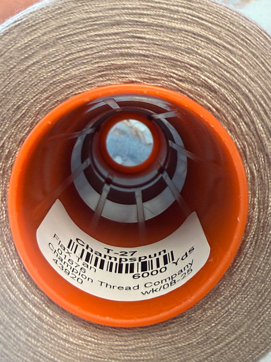 THREAD T-27 FLAX TAN-1676 POLYESTER CHAMPSPUN 6000 Yds