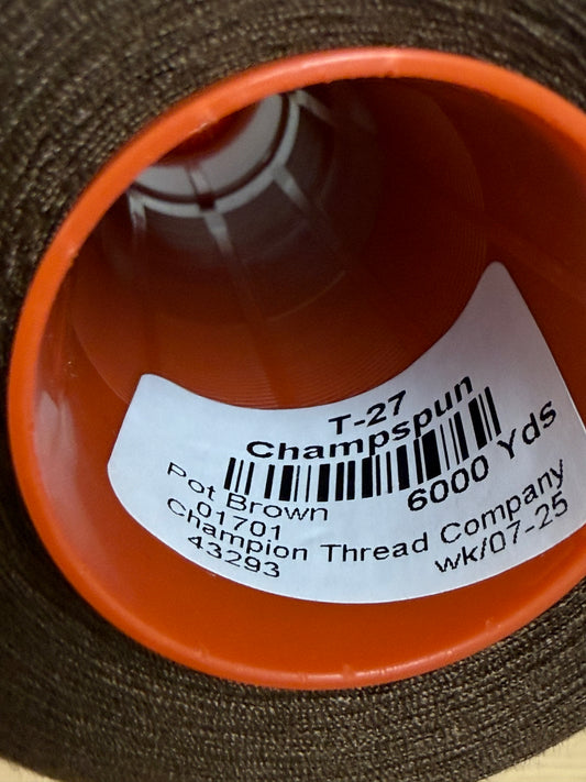 THREAD T-27 POT BROWN-1701 POLYESTER CHAMPSPUN 6000 Yds