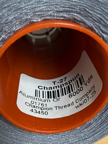 THREAD T-27 ALUMINIUM, GR-1761 POLYESTER CHAMPSPUN 6000 Yds
