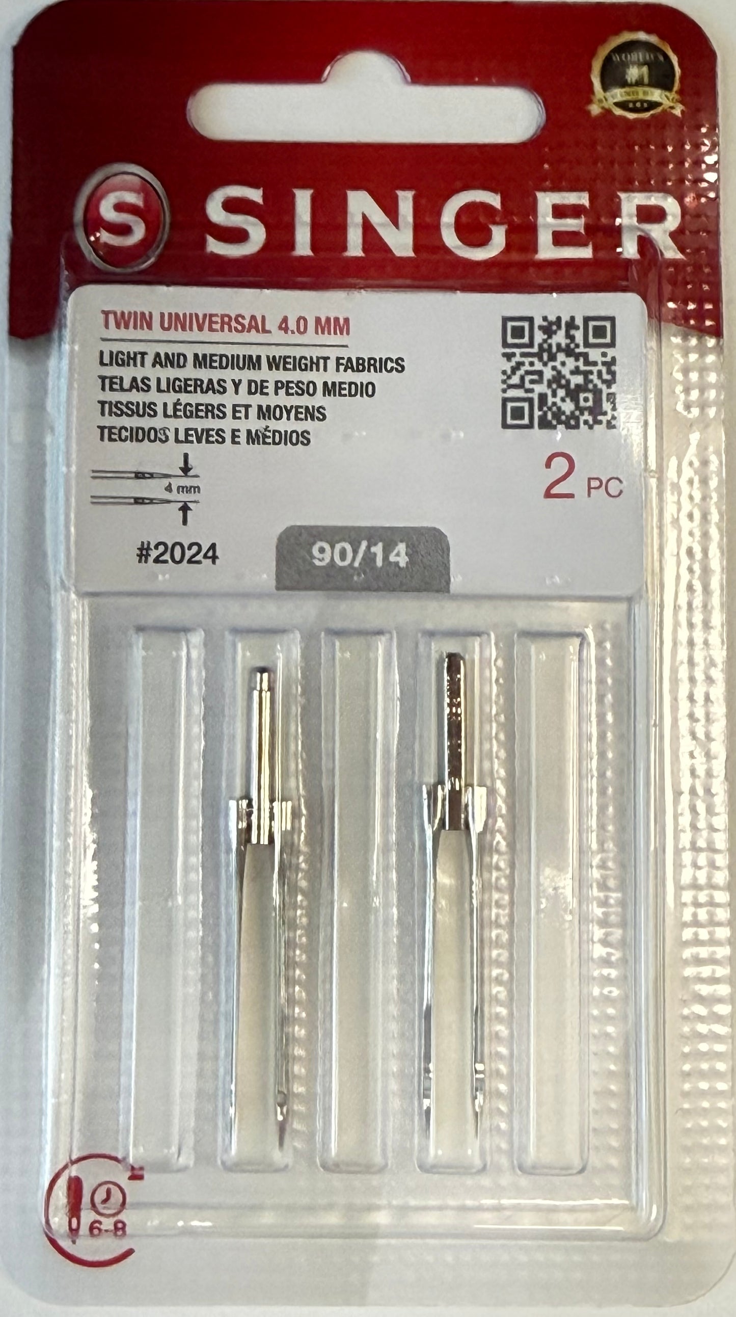 NEEDLE SINGER® 2025 #90/14- 4mm BLISTER 2 NEEDLE