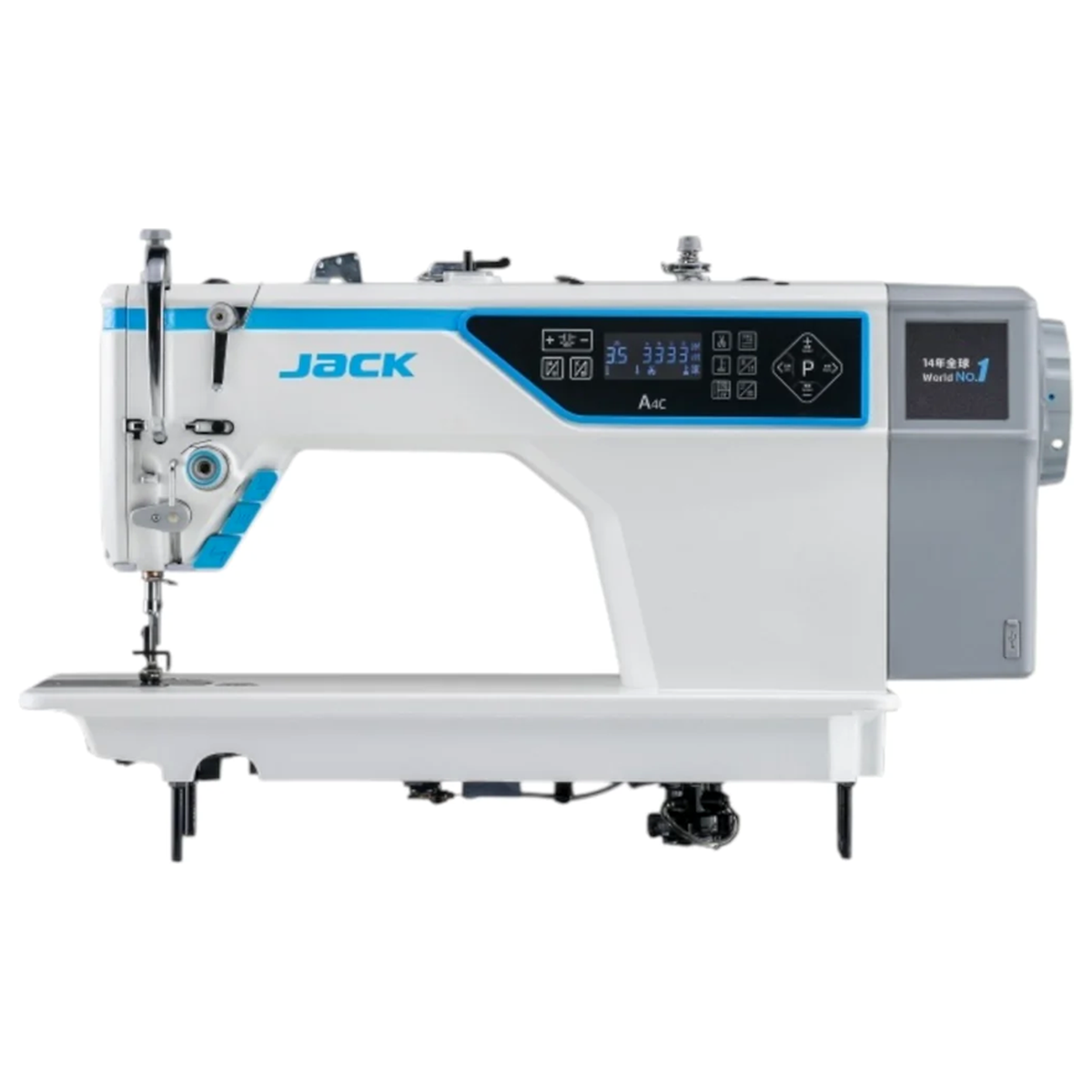 JACK® JK-A4C-C Single Needle Direct Drive Fully Automatic AI Lockstitch Industrial Sewing Machine with Octopus Nine-Brain Chip – Complete with Table & Stand