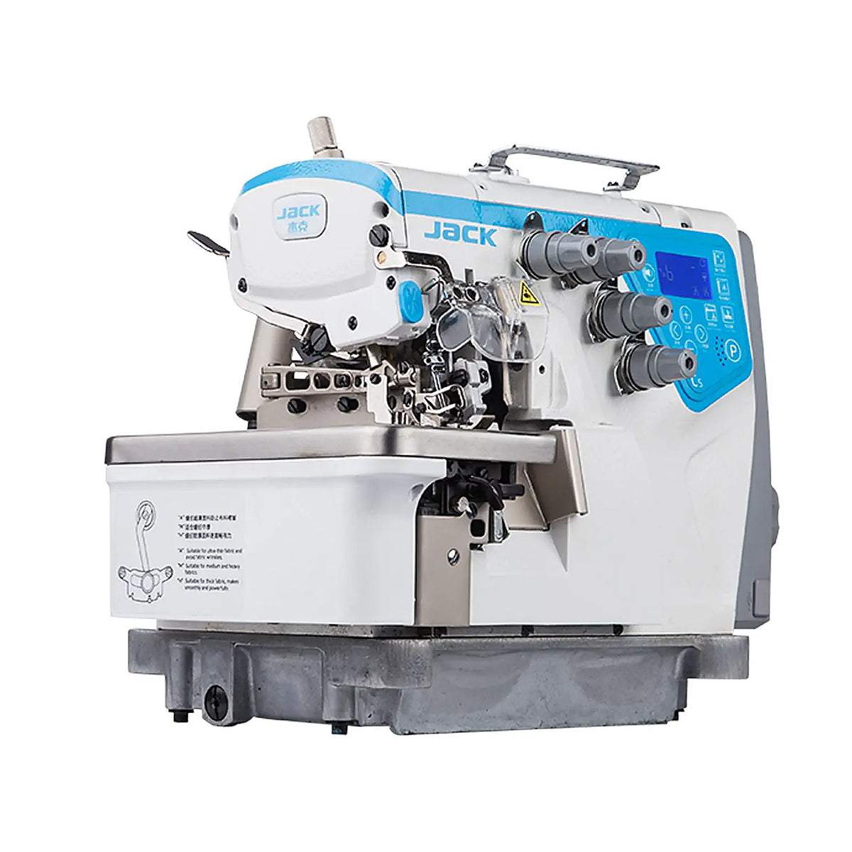 JACK® C5W-4-M03/333/KS High-Speed Automatic 4-Thread Overlock Industrial Sewing Machine – Complete with Table & Stand