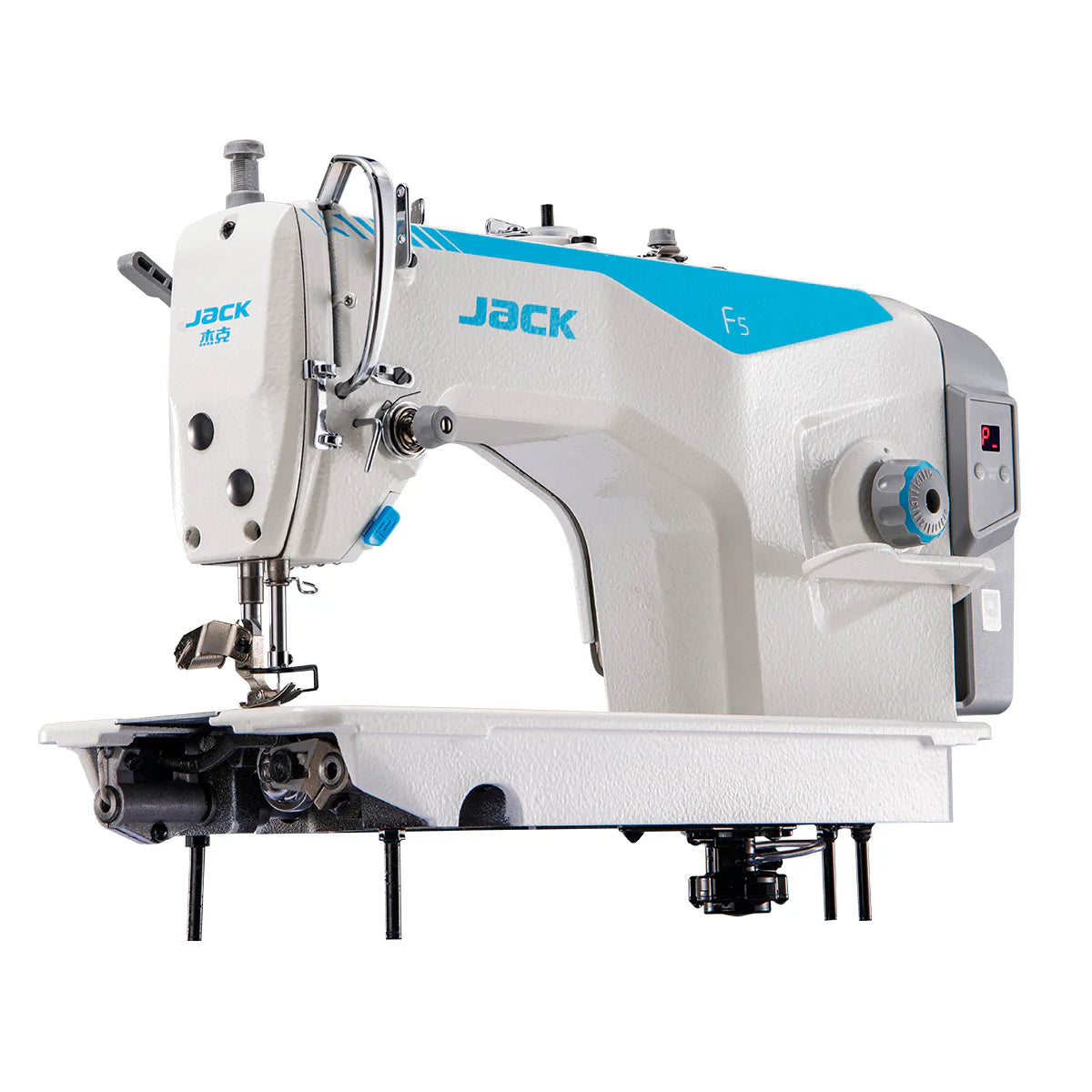 JACK® F5-HL-7 Single Needle Double Capacity Hook Direct Drive Industrial Lockstitch Sewing Machine – Complete with Table & Stand