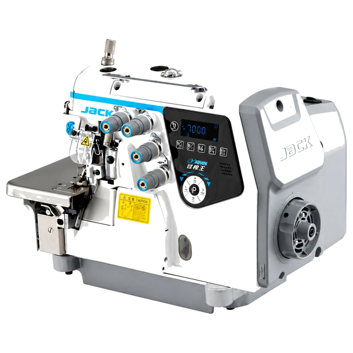 JACK® C7-4-M03/333 4-Thread AI Smart Overlock  with Automatic Material Adjustment – Complete with Table & Stand