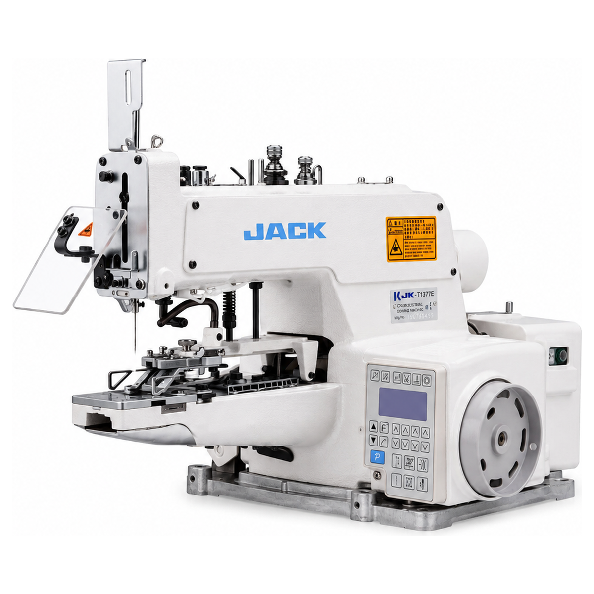 JACK® T1377E-B Single Thread Direct Drive Fully Automatic Chainstitch Button Sewing Machine – Complete with Table & Stand