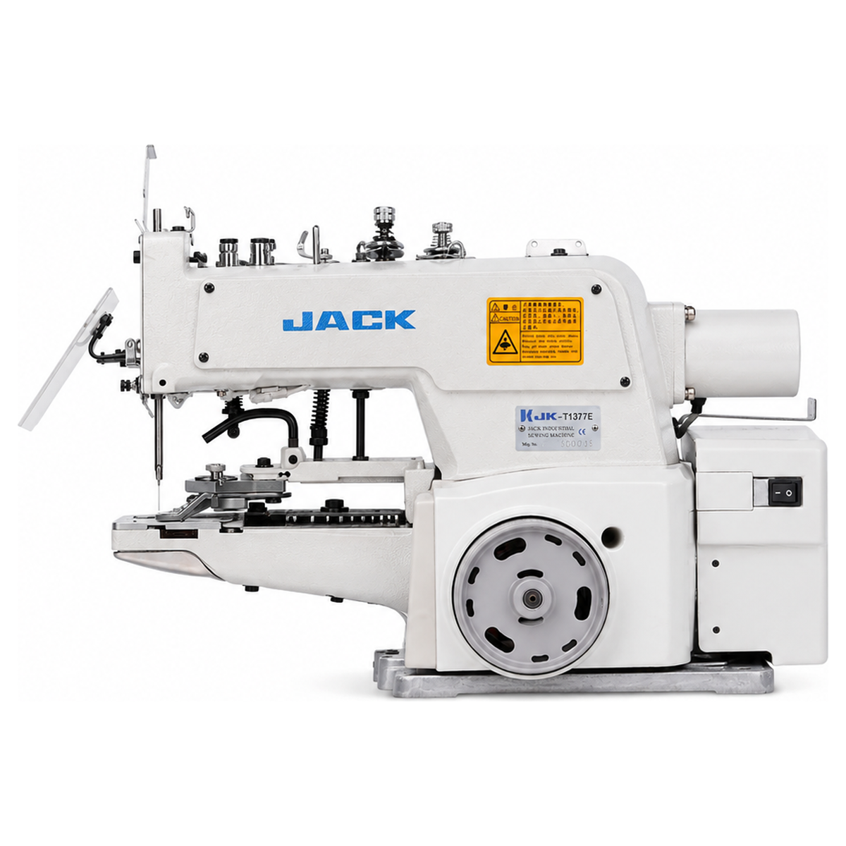 JACK® T1377E-B Single Thread Direct Drive Fully Automatic Chainstitch Button Sewing Machine – Complete with Table & Stand