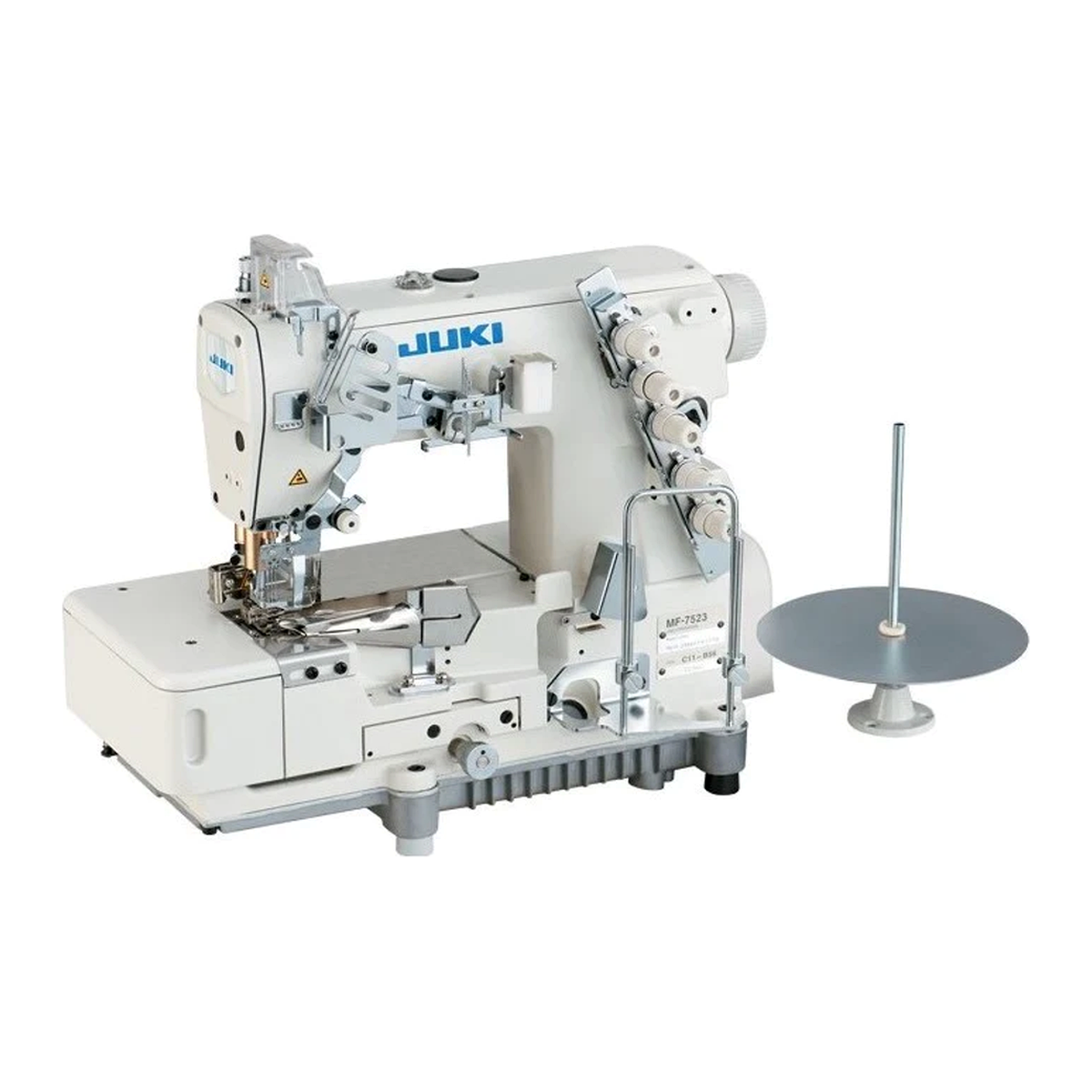 JUKI® MF-7523C11B56 3-Needle Flatbed Coverstitch Industrial Sewing Machine for Binding – Complete with Table & Stand