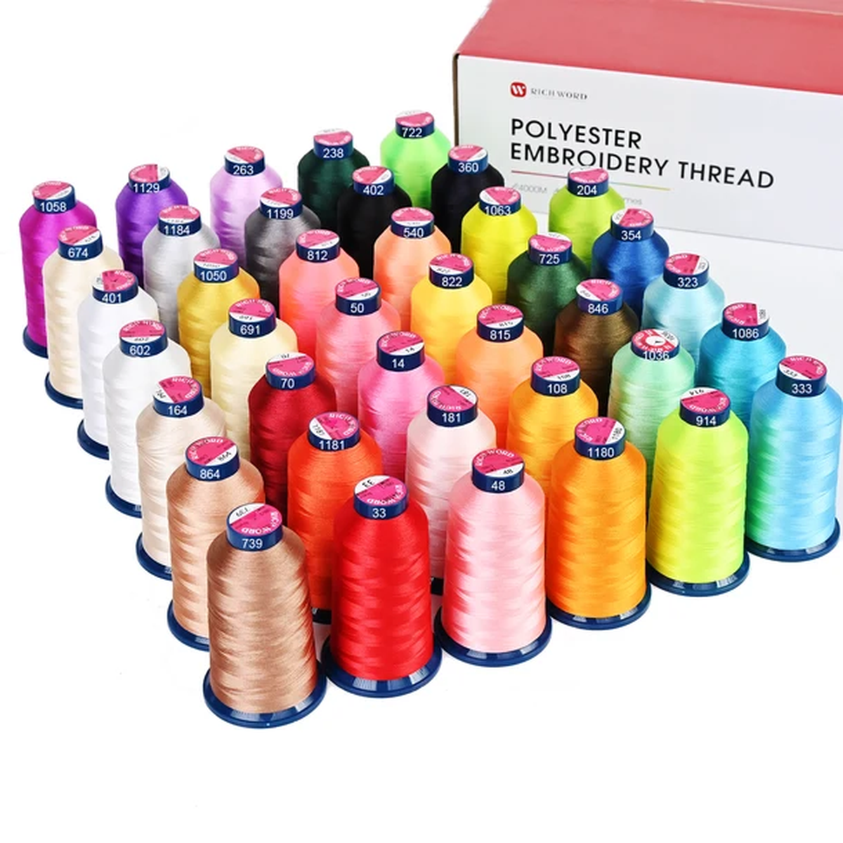 Richword® Selected 108D/2 40wt Polyester Embroidery Thread - 40 Color Set