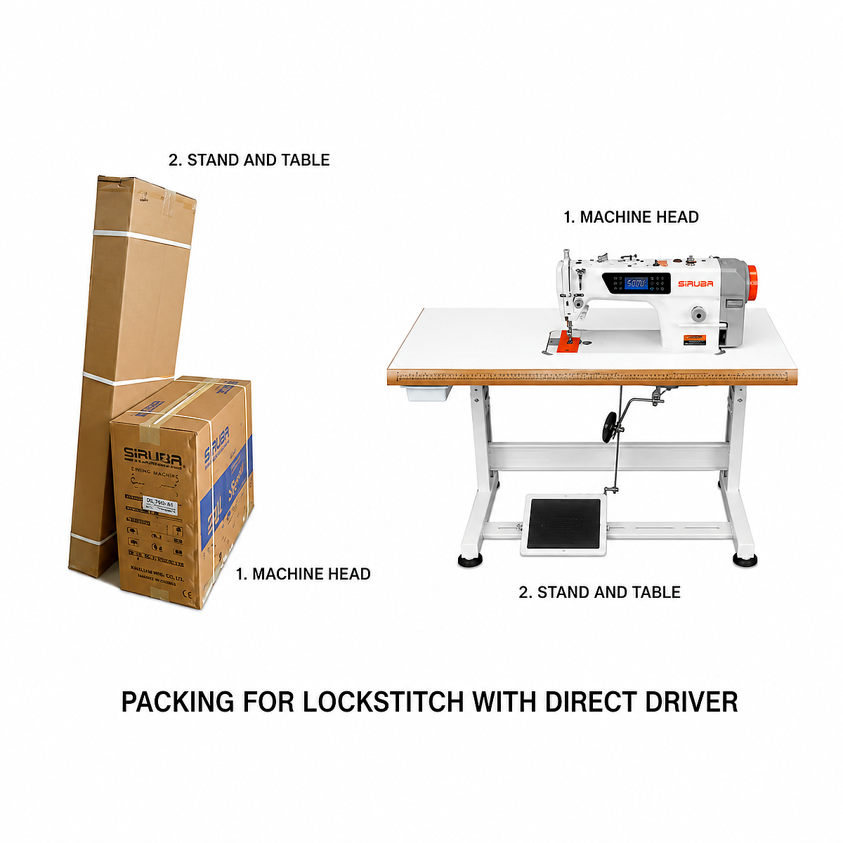 SIRUBA® DL720-M1 Single Needle Direct Drive Industrial Lockstitch Sewing Machine – Complete with Table & Stand