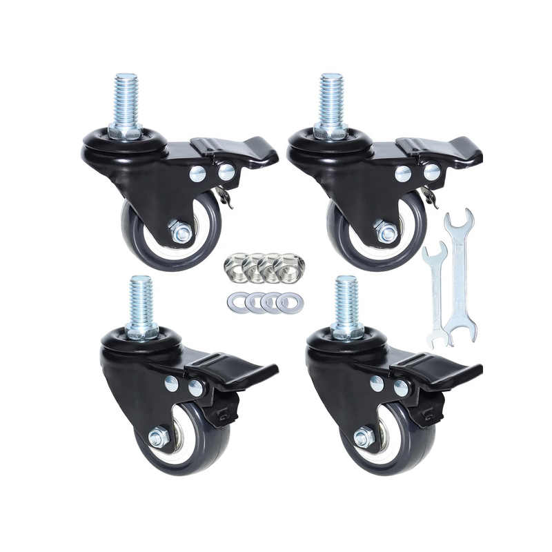 Heavy-Duty Swivel Casters with Threaded Stem -Double Locking Brake (4-Swivel Casters)