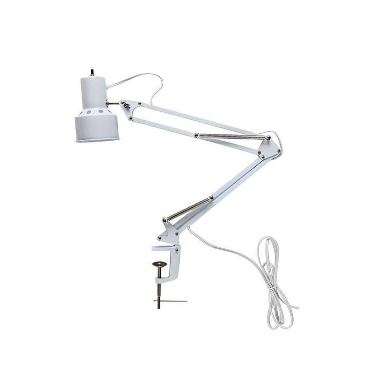Swing Arm Lamp with C-Clamp — 24" Flexible Arm (White)