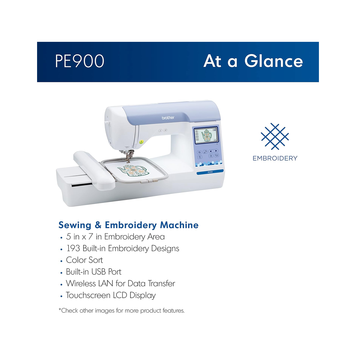 BROTHER® PE-900 Computerized Embroidery Machine
