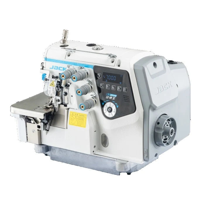 JACK® C7-5-M04/435 5-Thread AI Smart Overlock Industrial Sewing Machine with Automatic Material Adjustment – Complete with Table & Stand