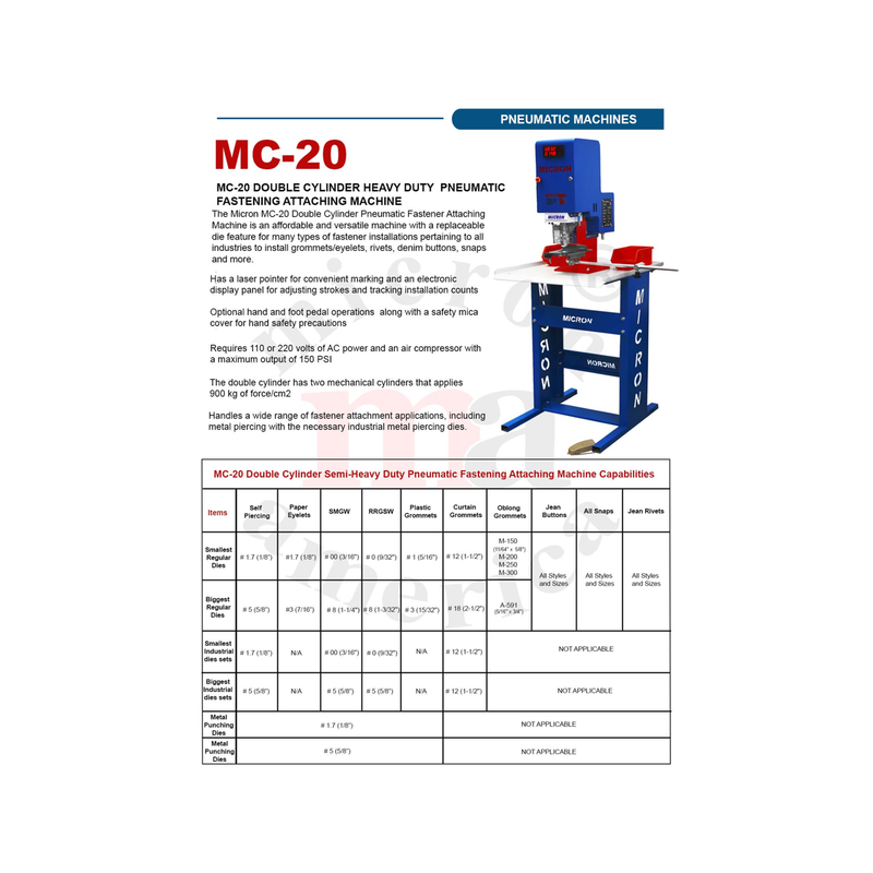 MC-20 | Single-Cylinder Semi-Heavy Duty Pneumatic Fastening Machine
