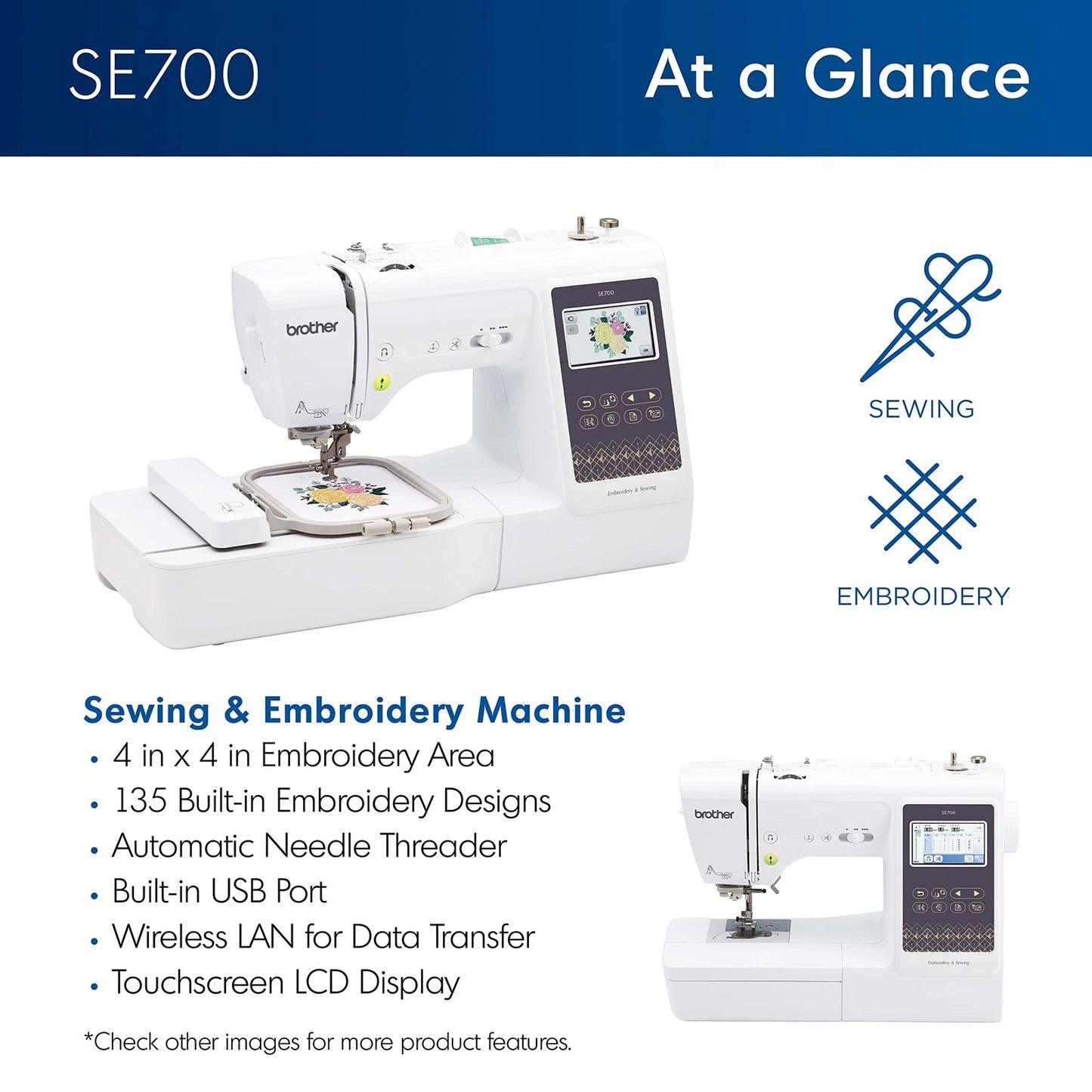 BROTHER  SE725 Computerized Se 4" x 4" Embroidery Area